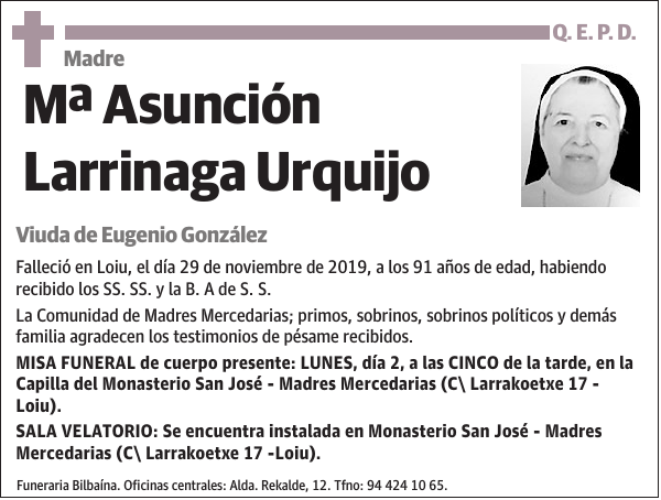 Mª Asunción Larrinaga Urquijo