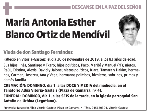 María Antonia Esther Blanco Ortiz de Mendívil