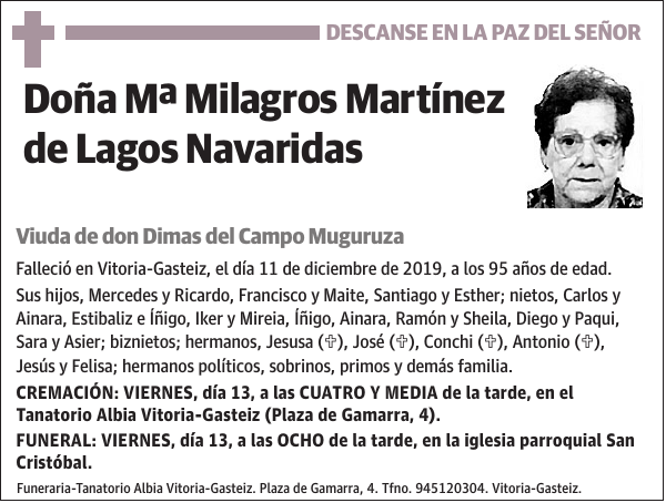 Mª Milagros Martínez de Lagos Navaridas