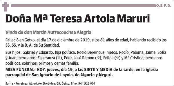 Mª Teresa Artola Maruri