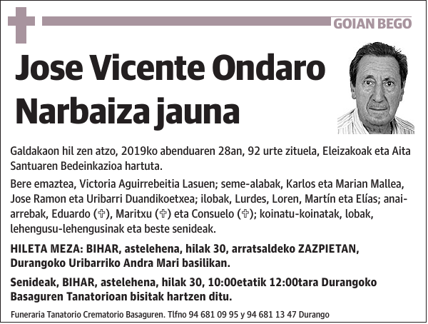 Jose Vicente Ondaro Narbaiza