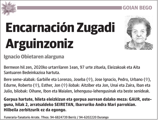 Encarnación Zugadi Arguinzoniz