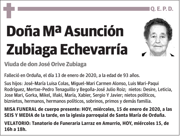 Mª Asunción Zubiaga Echevarría