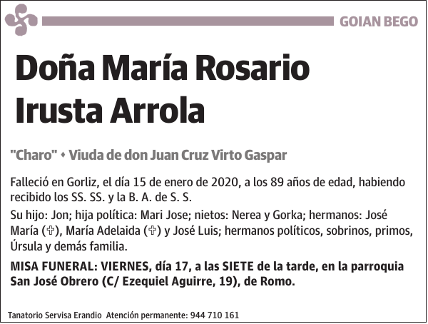 María Rosario Irusta Arrola