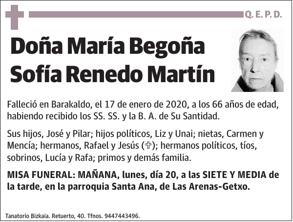 María Begoña Sofía Renedo Martín