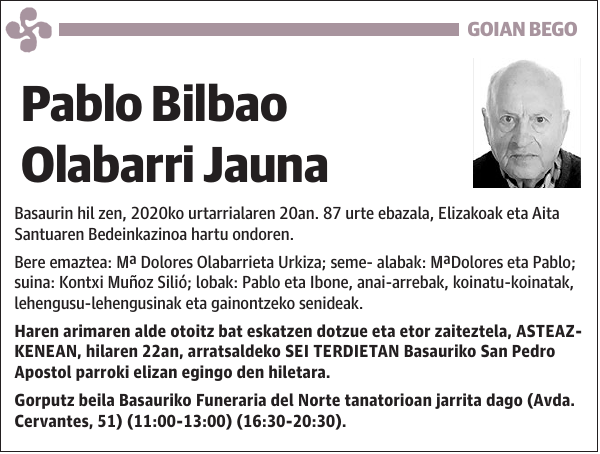 Pablo Bilbao Olabarri Jauna Basaurin