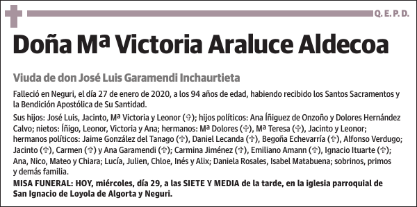 Mª Victoria Araluce Aldecoa