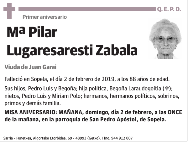 Mª Pilar Lugaresaresti Zabala