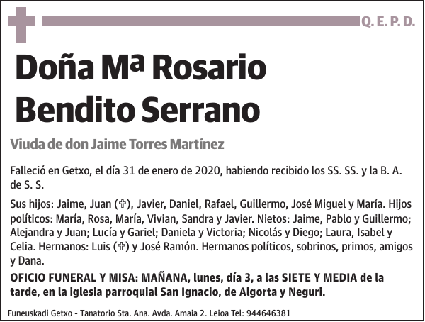 Mª Rosario Bendito Serrano