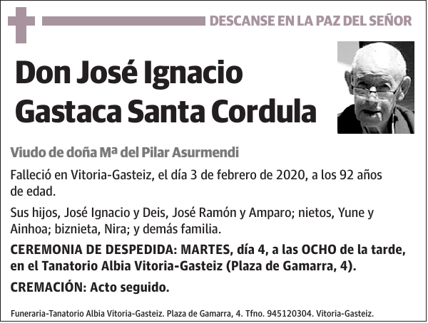 José Ignacio Gastaca Santa Cordula