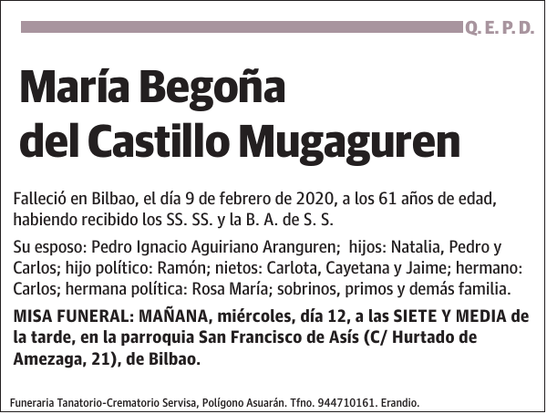 María Begoña del Castillo Mugaguren