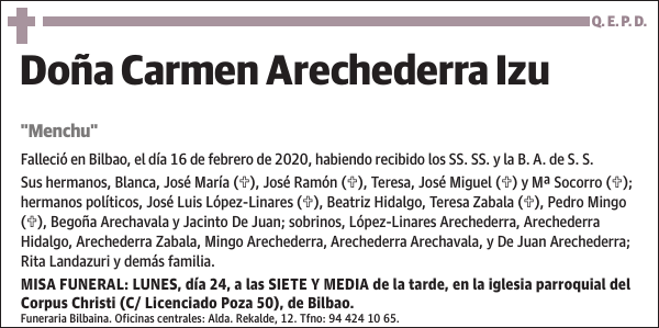 Carmen Arechederra Izu 'Menchu'