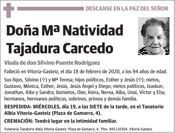 Mª Natividad Tajadura Carcedo