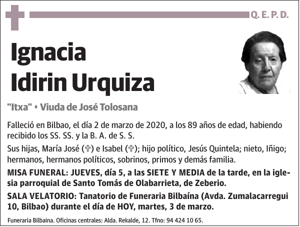 Ignacia Idirin Urquiza 'Itxa'