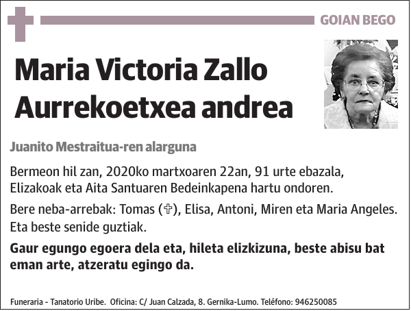 Maria Victoria Zallo Aurrekoetxea