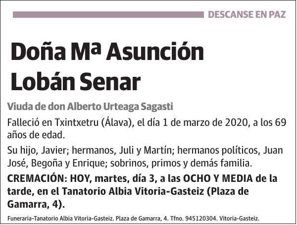 Mª Asunción Lobán Senar