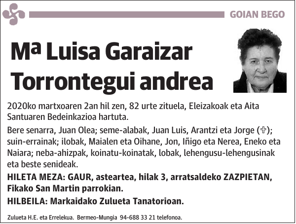 Mª Luisa Garaizar Torrontegui