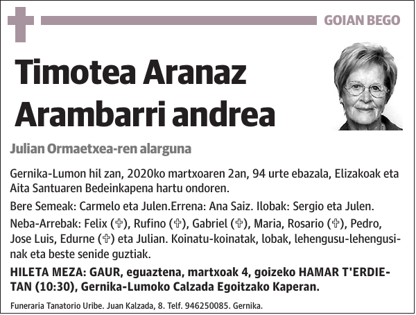 Timotea Aranaz Arambarri