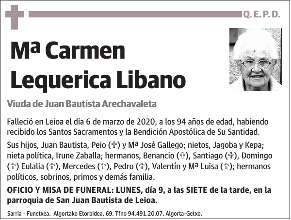 Mª Carmen Lequerica Libano