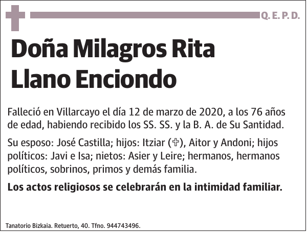 Milagros Rita Llano Enciondo