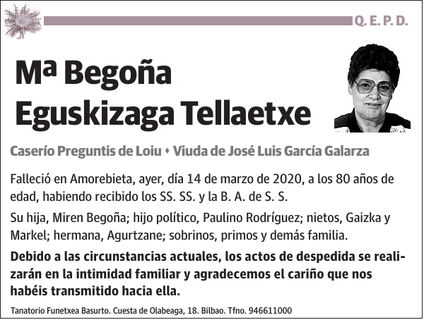 Mª Begoña Eguskizaga Tellaetxe