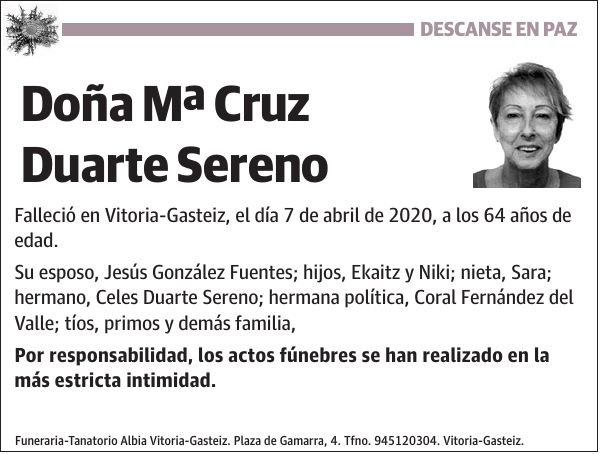 Mª Cruz Duarte Sereno