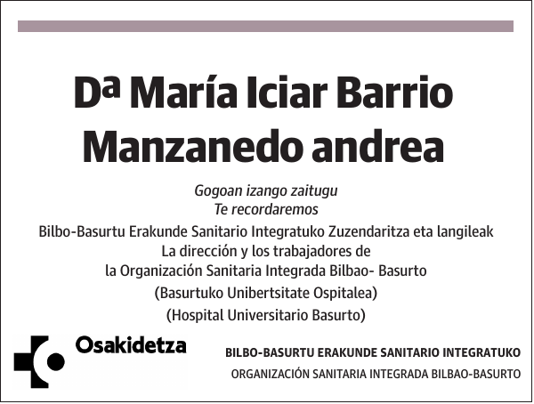 Dª María Iciar Barrio Manzanedo