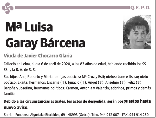 Mª Luisa Garay Bárcena