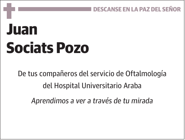 Juan Sociats Pozo De tus compañeros del servicio de Oftalmología