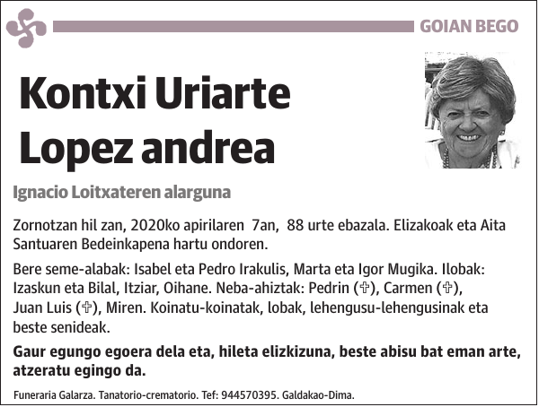 GOIAN BEGO Kontxi Uriarte Lopez