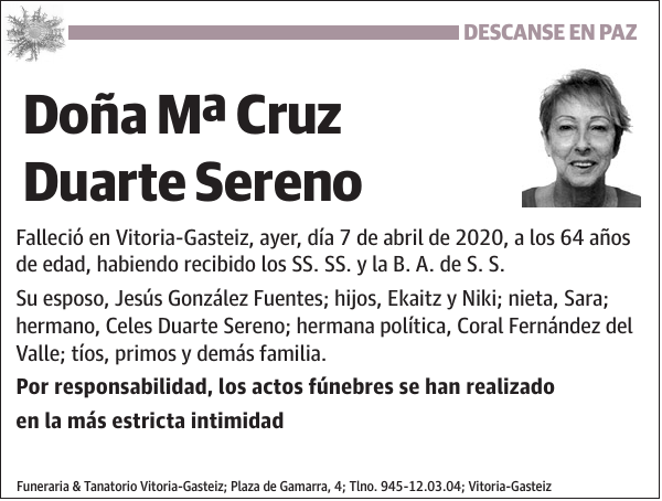 Mª Cruz Duarte Sereno