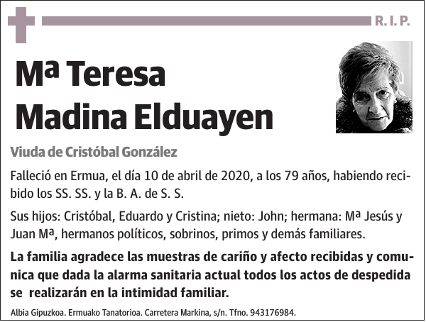 Mª Teresa Madina Elduayen