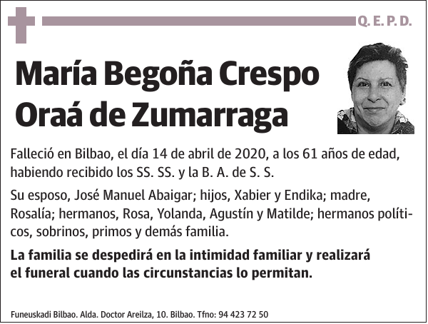 María Begoña Crespo Oraá de Zumarraga