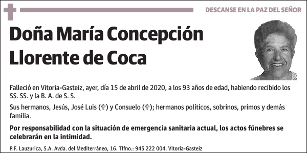 María Concepción Llorente de Coca