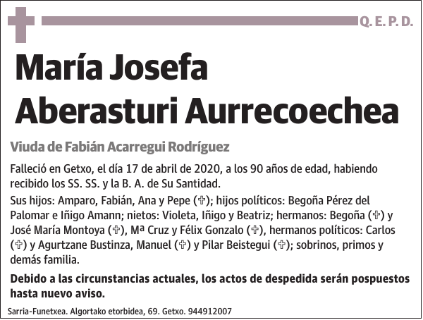 María Josefa Aberasturi Aurrecoechea