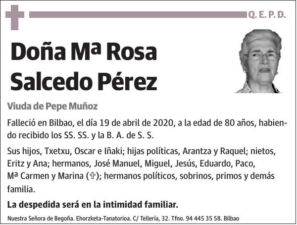 Mª Rosa Salcedo Pérez