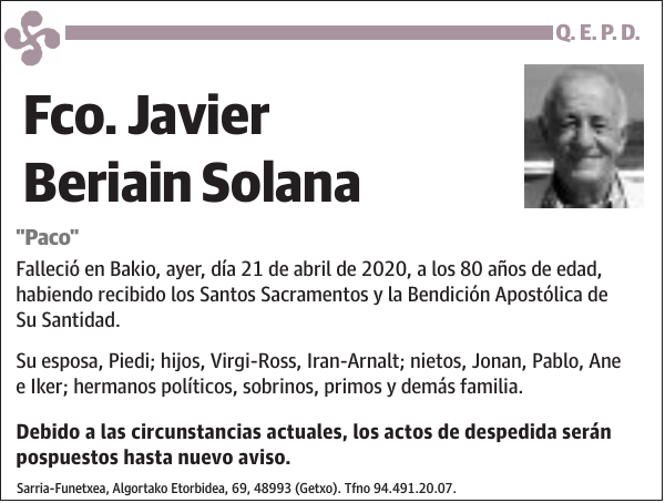 Fco. Javier Beriain Solana