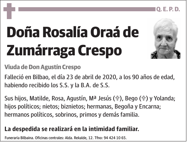 Rosalía Oraá de Zumárraga Crespo