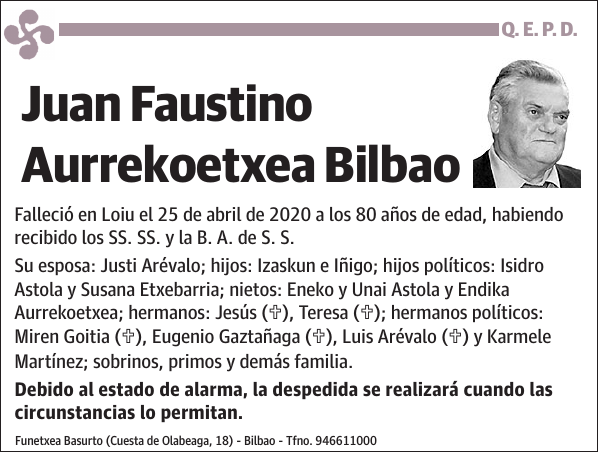 Juan Faustino Aurrekoetxea Bilbao