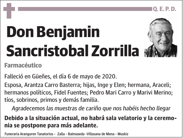 Benjamin Sancristobal Zorrilla Farmacéutico