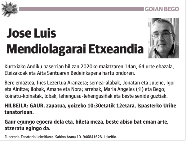 Jose Luis Mendiolagarai Etxeandia