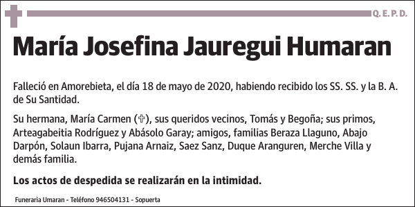 María Josefina Jauregui Humaran