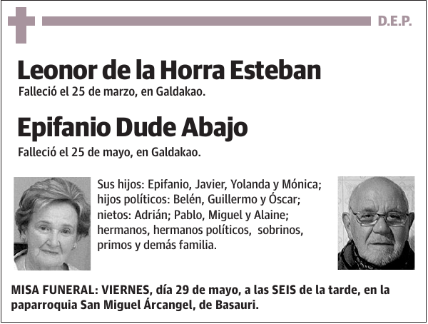 Leonor de la Horra Esteban y Epifanio Dude Abajo