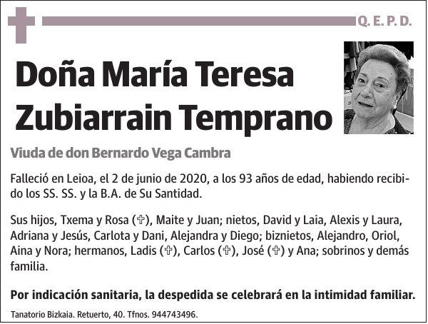 María Teresa Zubiarrain Temprano