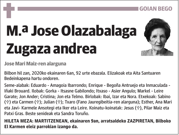 M.ª Jose Olazabalaga Zugaza