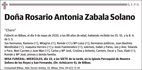 Rosario Antonia Zabala Solano