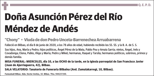 Asunción Pérez del Río Méndez de Andés