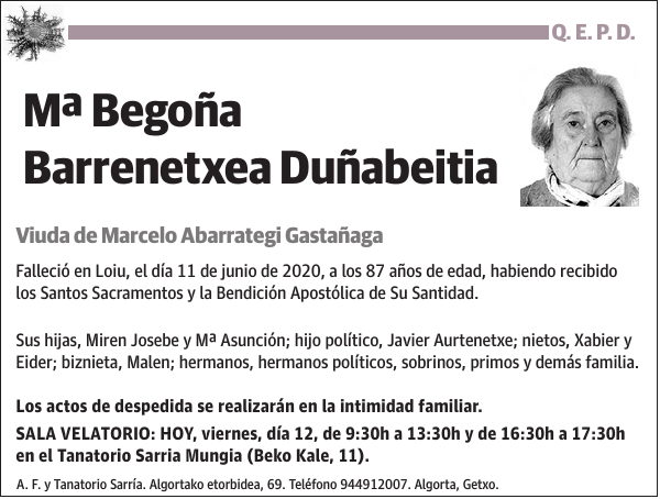 Mª Begoña Barrenetxea Duñabeitia