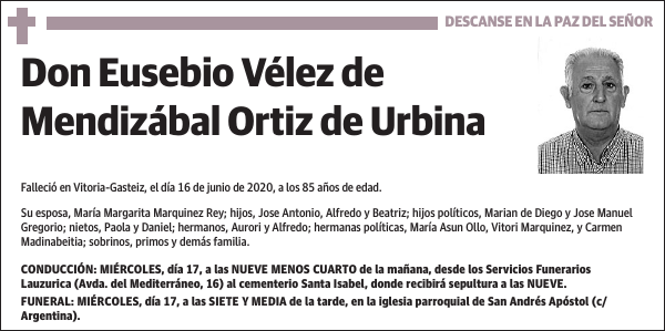 Eusebio Vélez de Mendizábal Ortiz de Urbina