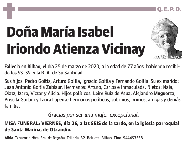 María Isabel Iriondo Atienza Vicinay